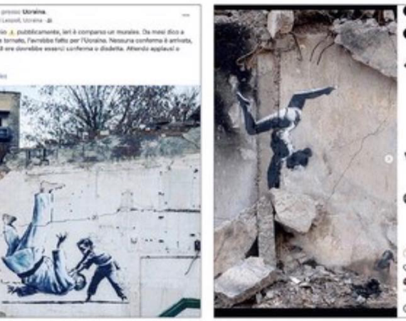Luca Bravo il primo a riconoscere i murales di Banksy in Ucraina