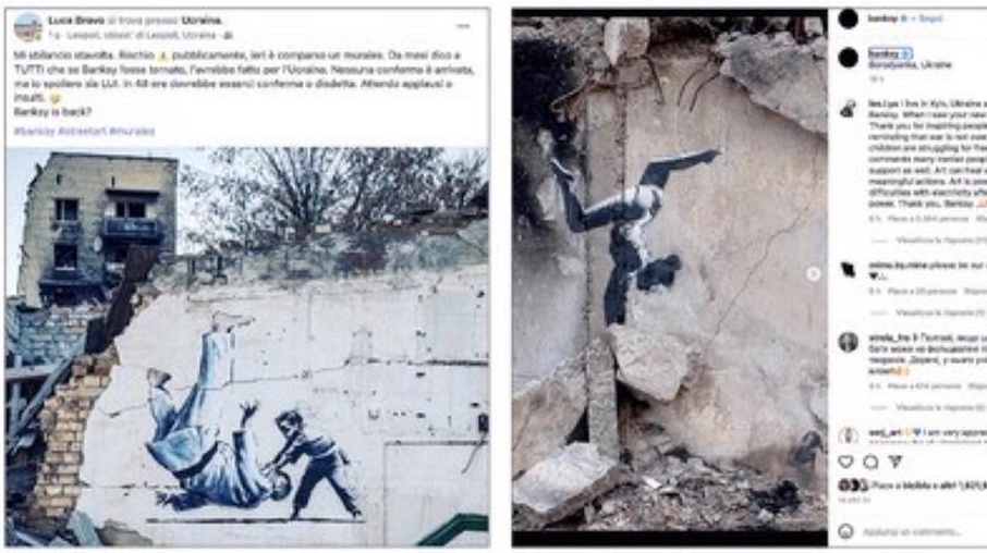Luca Bravo il primo a riconoscere i murales di Banksy in Ucraina